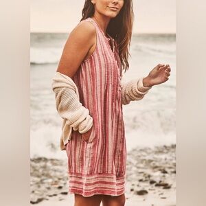 Faherty Pink and White Striped Mini Dress